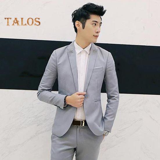 Giacca da uomo slim fit tinta unita business blazer con bottone singolo e tasche per matrimonio ufficio sera festa