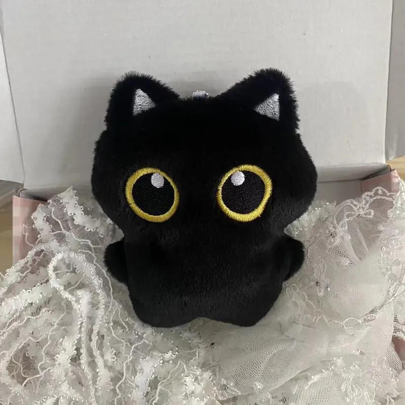 10cm mignon chat noir en peluche poupée petit pendentif oreiller câlin coussin Ins chat noir en peluche poupée pour garçon fille cadeaux d'anniversaire