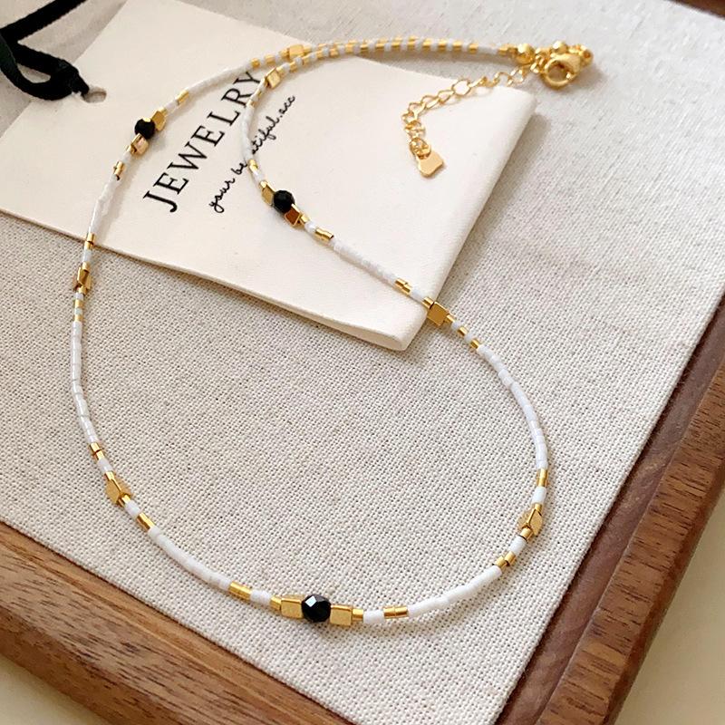 Bohemian vacation wind beaded necklace light luxury personality collarbone chain necklace