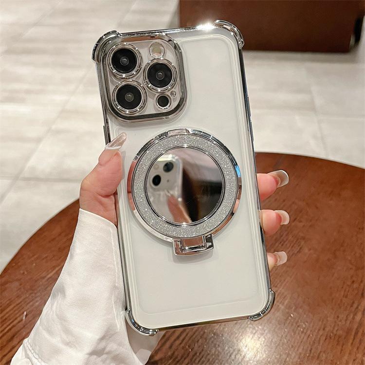 New Flash Powder Magnetic Suction Mobile Phone Holder Light Luxury Mobile Phone Case Xsmax Apple 15 Electroplated Anti Fall IPhone 14pro