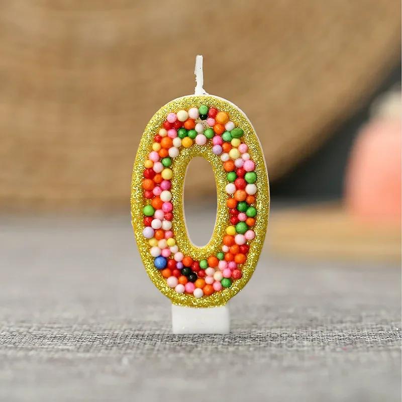

Creative Gold Trim Mixed Color Pearl Birthday Cake Decorations Party Candles Cake Topper Festive Ornament for Celebrations