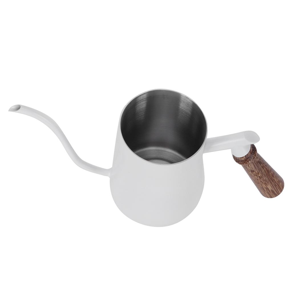 650ml Hängeohr Handkaffeekanne Edelstahl Tropfkaffeegeschirr Werkzeug mit ThermometerWeiß