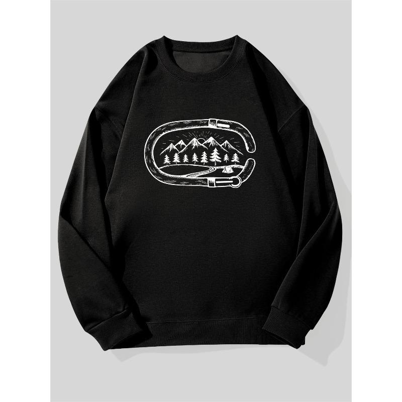 Men's Outdoor Camping & Sweatshirt - Loose Fit Round Neck Solid Color Pullover,Forest, Mountain, and Casual Attire