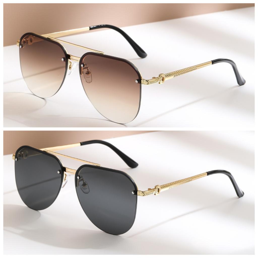 1/2PCS Retro Metal Sunglasses Half Frame Double Beam Vintage Fashion Sunglasses for Women Men