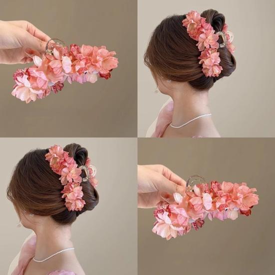 Women Hair Claw Artificial Flower Clip Back Head Decor Hair Shower Hair Clip Hair Styling Tool