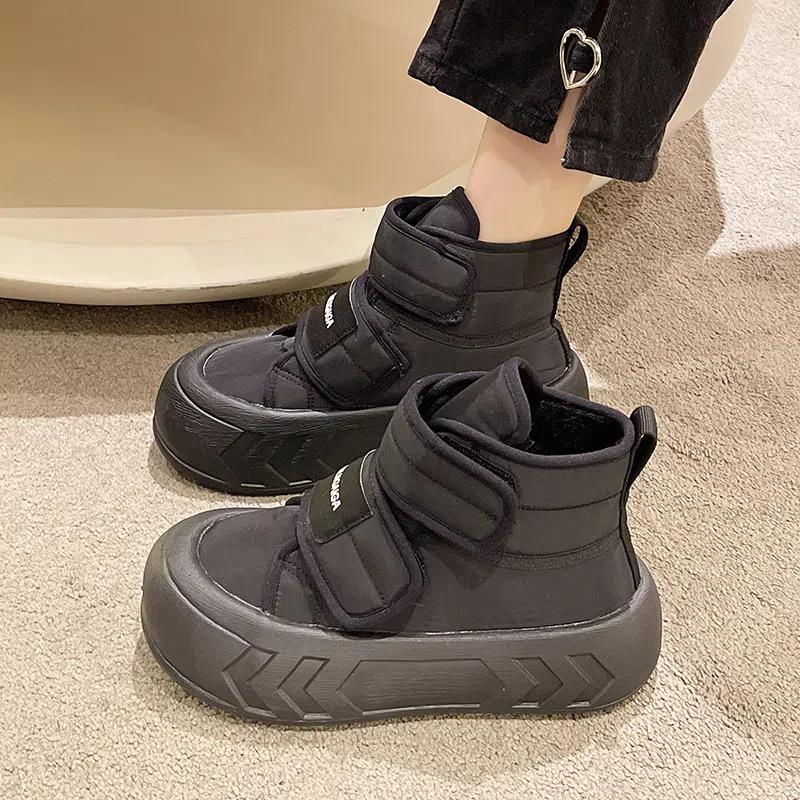 Зимние ботинки на платформе женские осенние новые универсальные повседневные плюс бархатные толстые хлопковые женские 40 чёрный 3180₽
