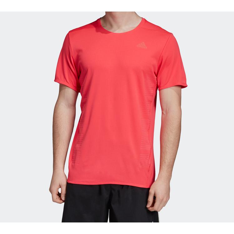 Adidas T Shirts Men's Red Crew Neck Moderate Straight Fit DQ1852
