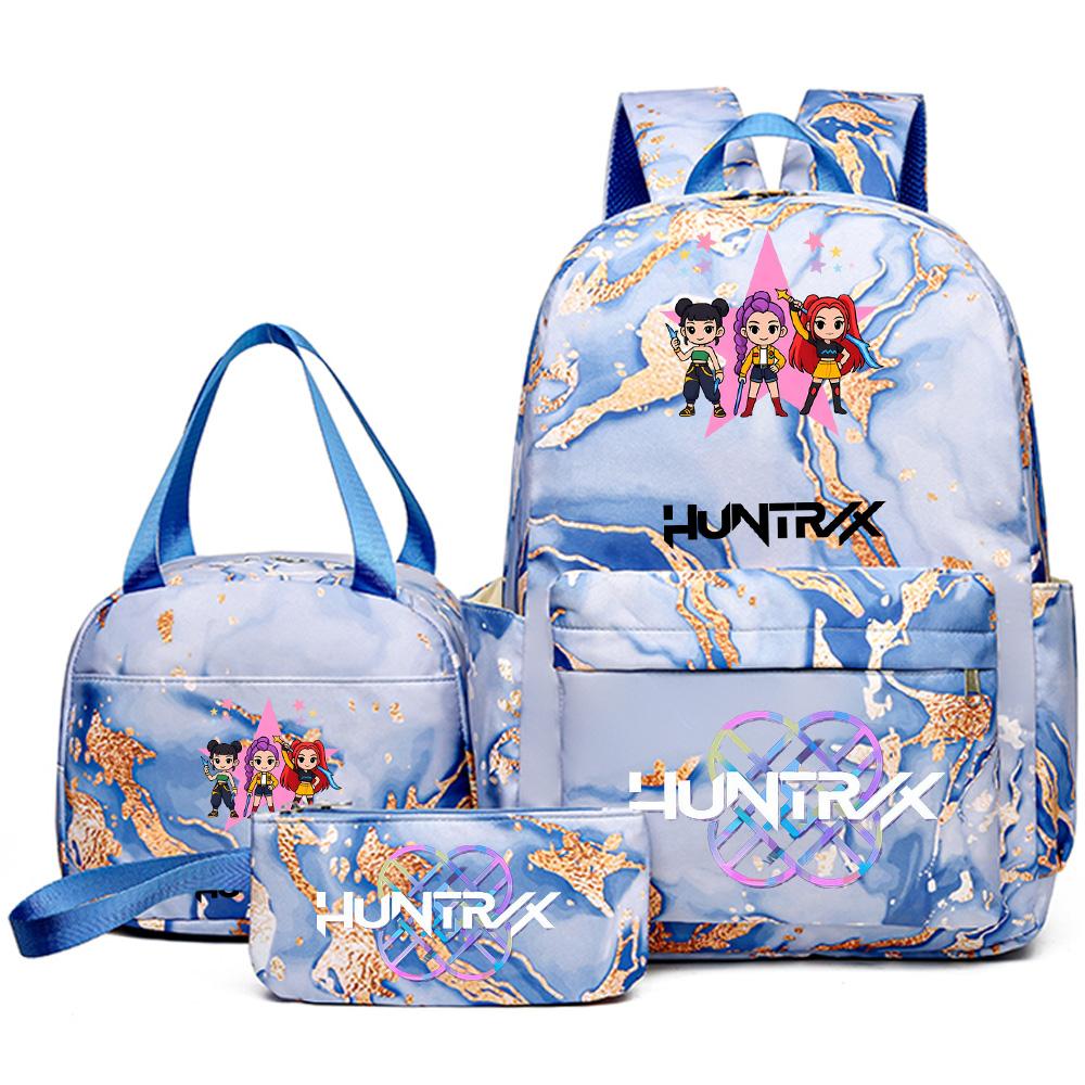 3Pcs/set Anime Demon Hunters Printed Backpack Handbag Pencil Case for Teenager Student Bookbag Schoolbag Women Large Capacity Waterproof Bag