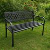 Gartenbank, Metall, Parkbank, Schwarz, Friedhofsstil, mit Rückenlehne, Stabil, GoGarden