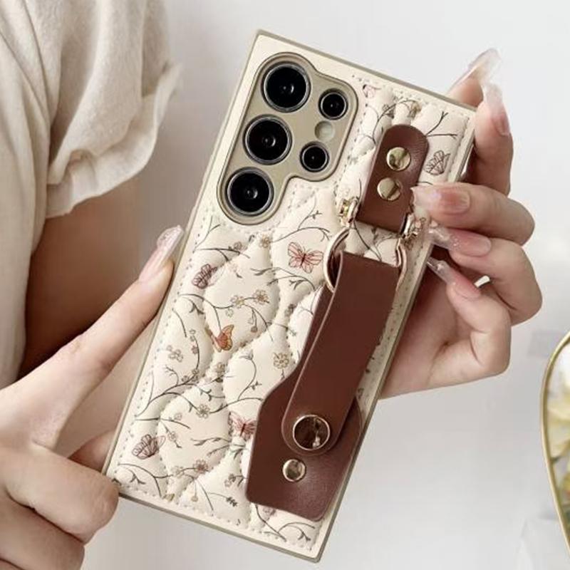 Leder Blumen Armband Hülle Für Samsung Galaxy S26 Ultra S25 S24 Plus S23 A15 A16 A26 A36 A56 A17 A25 A35 A53 A54