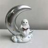 Compact Size Ghost Moon Table Decor Smooth Finish Halloween Resin Ornament  Festival Gift