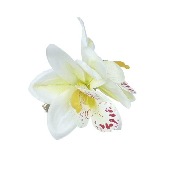 Hairpin Soft Fabric Flower Hairpin Realistic Orchid Design Lightweight Decorative Hair Clip