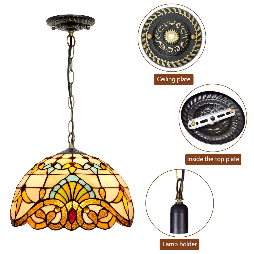 Vintage Pendant Lights Mediterranean Baroque Stained Glass Hanging Lamp Led Kitchen Lighting Fixtures Home Loft Decor