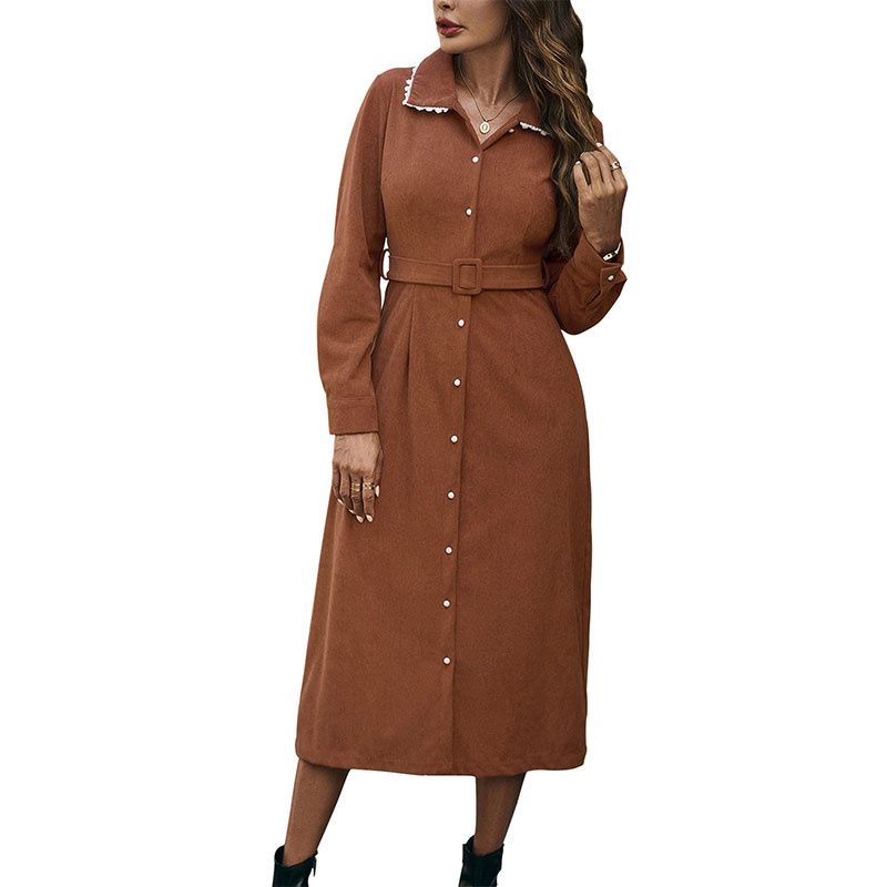 Autumn Winter Women Dress Casual Ladies Skirt Autumn and Winter Corduroy Long dress