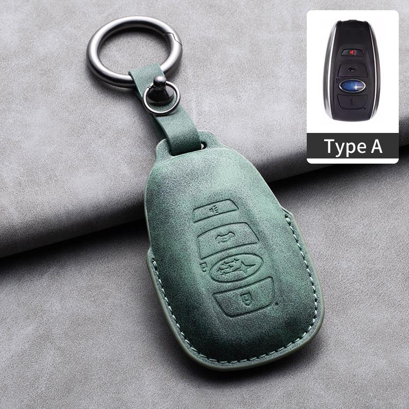 Leather Car Remote Key Case Cover for Subaru BRZ Forester Legacy Outback WRX STI Impreza XV Crosstrek Protector Fob Keychain