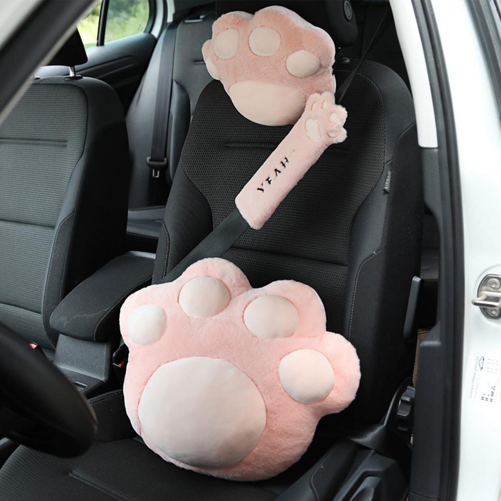 Cute Seatbelt Covers Cat Claws Appearance Comfortable Soft Plush Car Seat Belt Strap Cover for Women