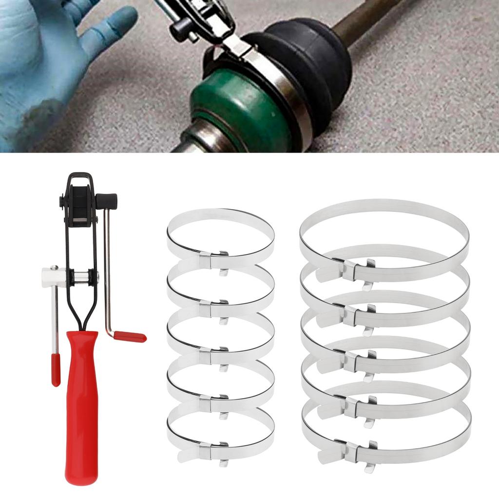Red Heavy Duty Adjustable CV Boot Clamp Pliers Stainless Steel Includes 20 Bands Antiskid Car Truck SUV Professional Universal Fit