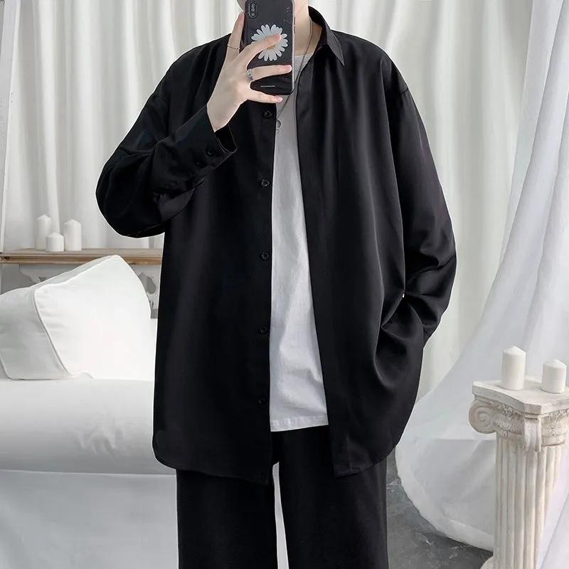 Männer Koreanische Mode Langarm Shirts Herren Harajuku Übergroßen Hemd Männlich Button Up Shirts Blusen