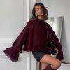 Fashion Ruffled Shirt Top for Women Summer Stand Collar Shirt Elegant Women's Clothing High Quality Chiffon Blouse