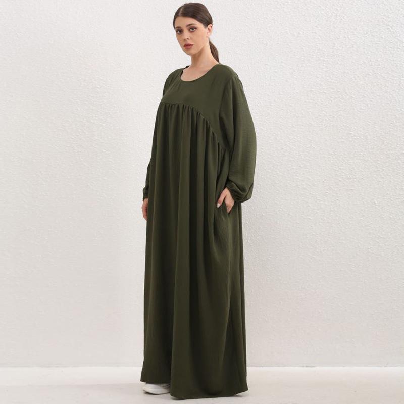 Sukienka Komutacyjna w Stylu Europejskim i Amerykańskim Plus Size - Luźna, Wyszczuplająca, Długa Odzież Codzienna