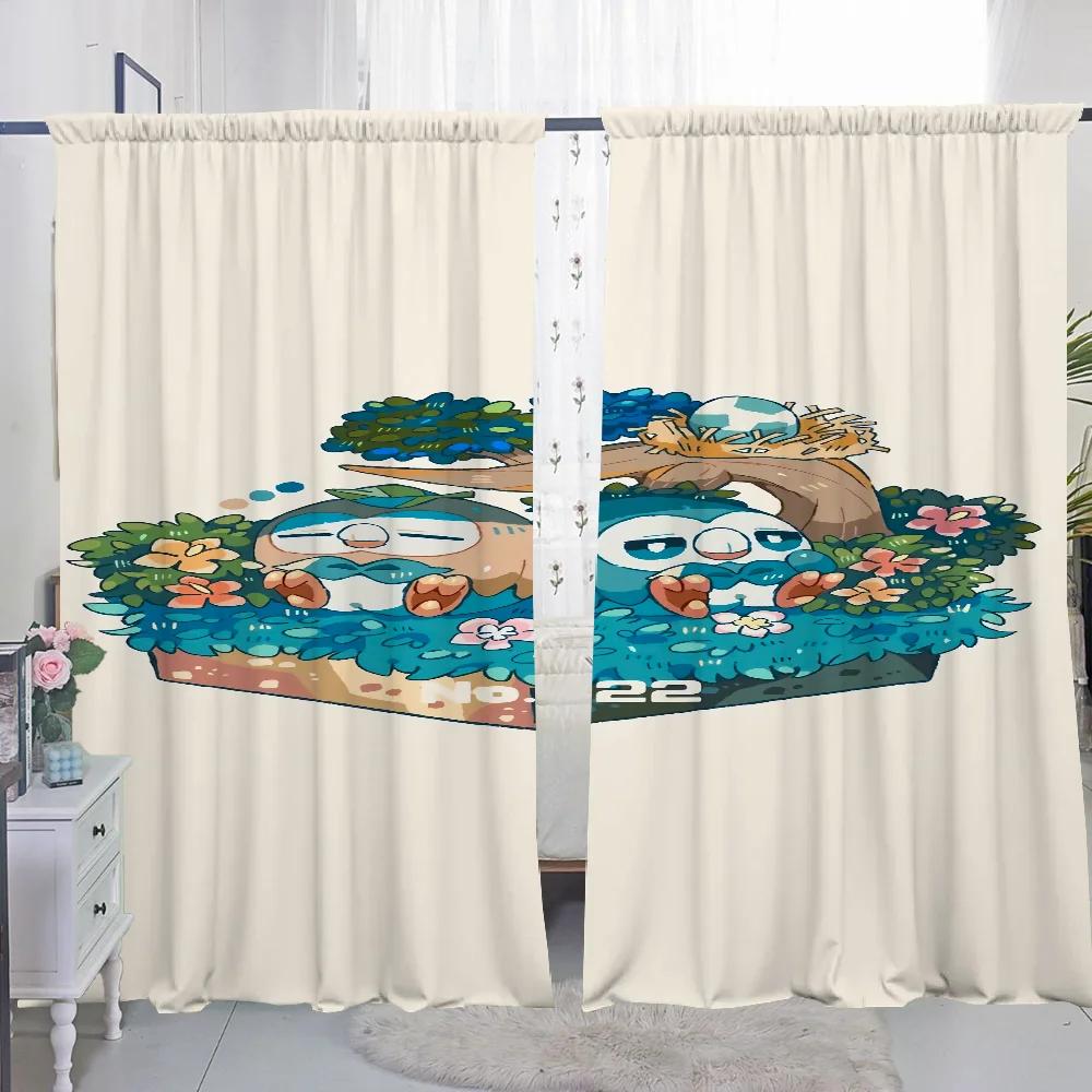 Home Interior Kitchen Curtains for Living Room 2 Pieces Blackout Curtains Door Curtain Pokemon Partition Bedroom Decoration