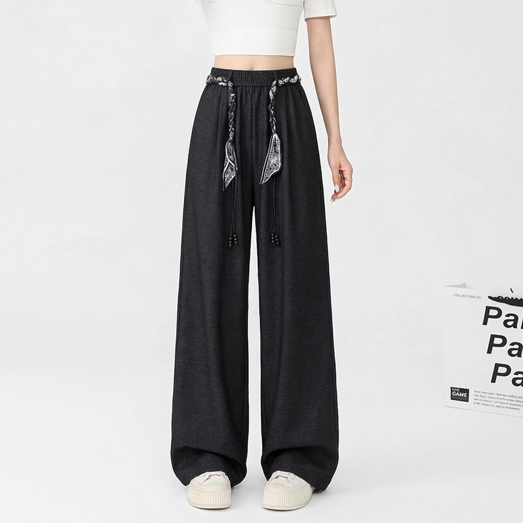 

Plus Size High Waist Ribbon Denim Wide Leg Pants - New Spring Arrival for Women XL (52.5-62.5 kg)