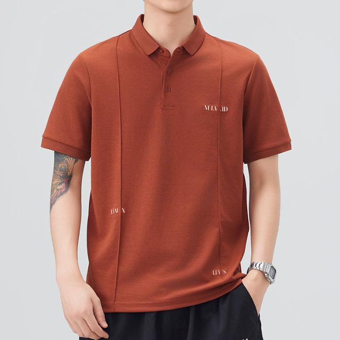 

Мужская летняя новая свободная футболка-поло с коротким рукавом, мужская тонкая футболка с коротким рукавом и лацканом 4XL красный