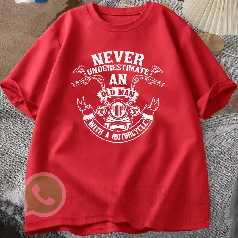 Never Underestimate An Old Man with A Motorcycle Summer Tracksiut Men Tshirt Oneck Pullovers Harajuku Cotton Casual Streetwear