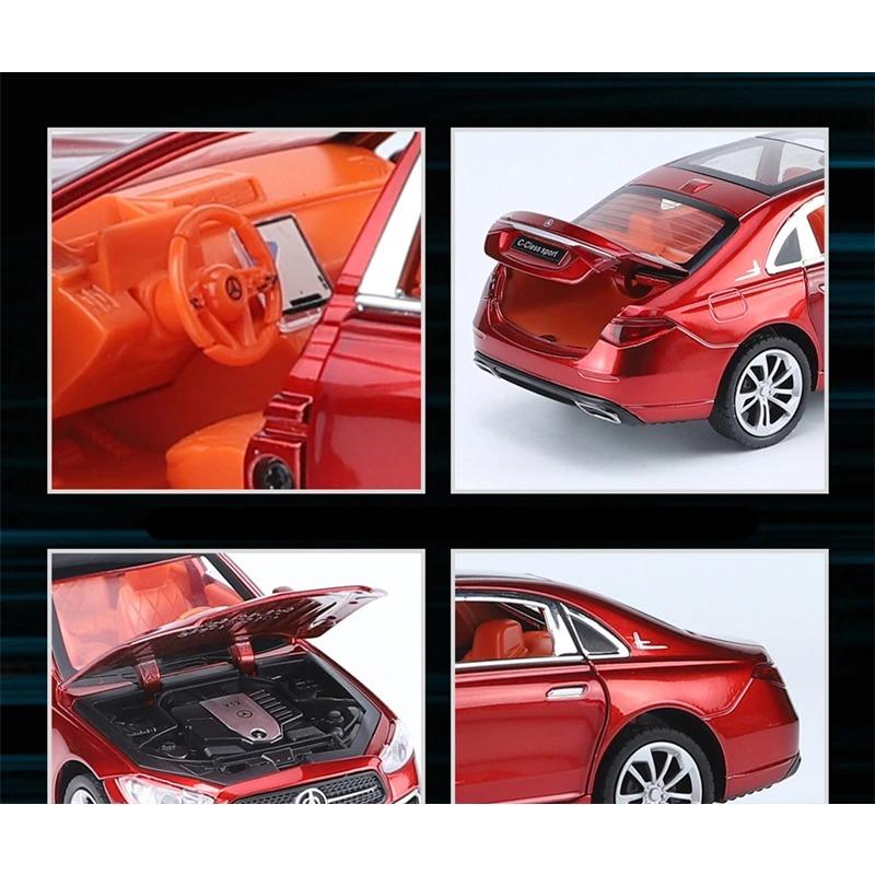 1/24 Benz C-Class C260L Alloy Car Model Diecasts Metal Toy Vehicles Car Model High Simulation Sound and Light Collection Kids Gifts
