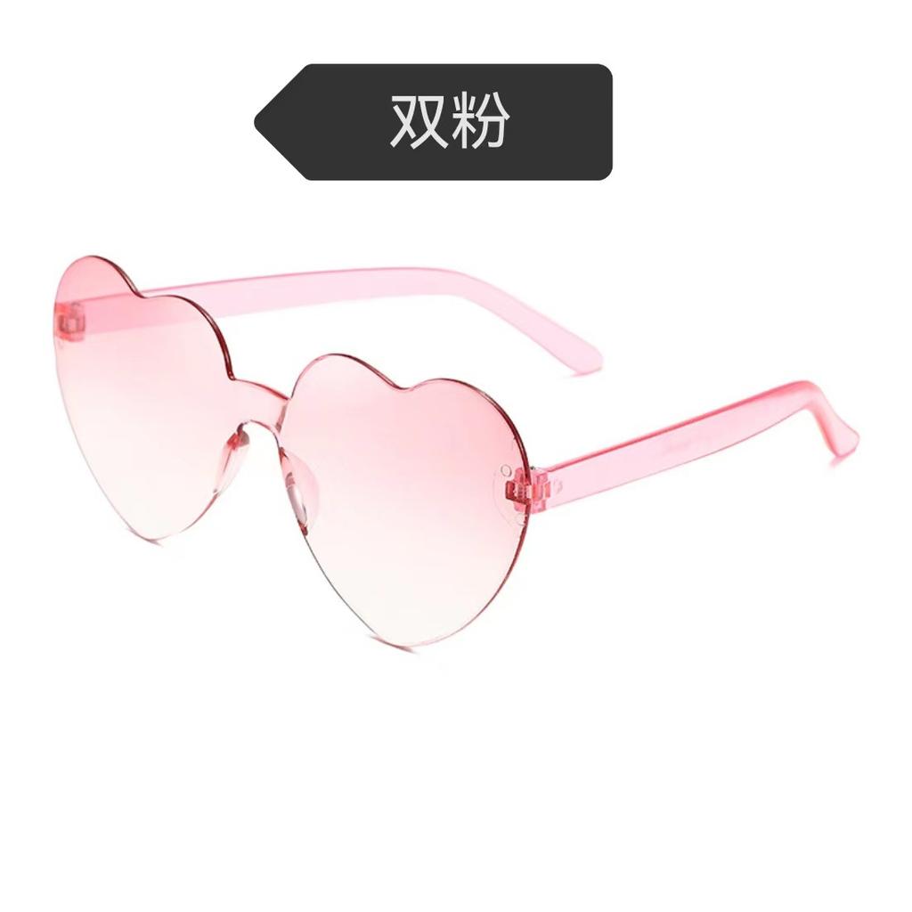 Peach Heart Sunglasses Love Glasses Trend Frameless One-Piece Marine Film Dazzling Color Sunglasses