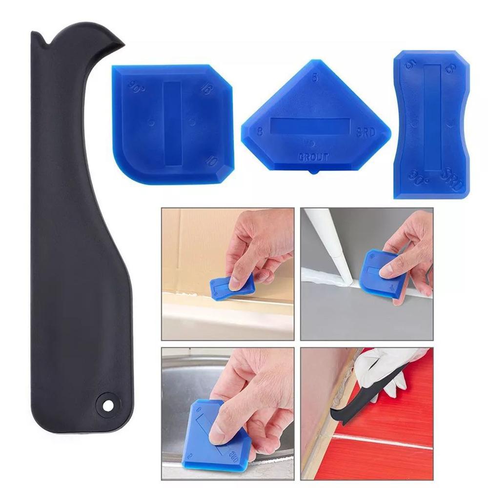 17 PCS Caulk Remover Tools 3 In 1 Metal Scraper with 6 Silicone Pads Grout Angle Scrapers Caulking