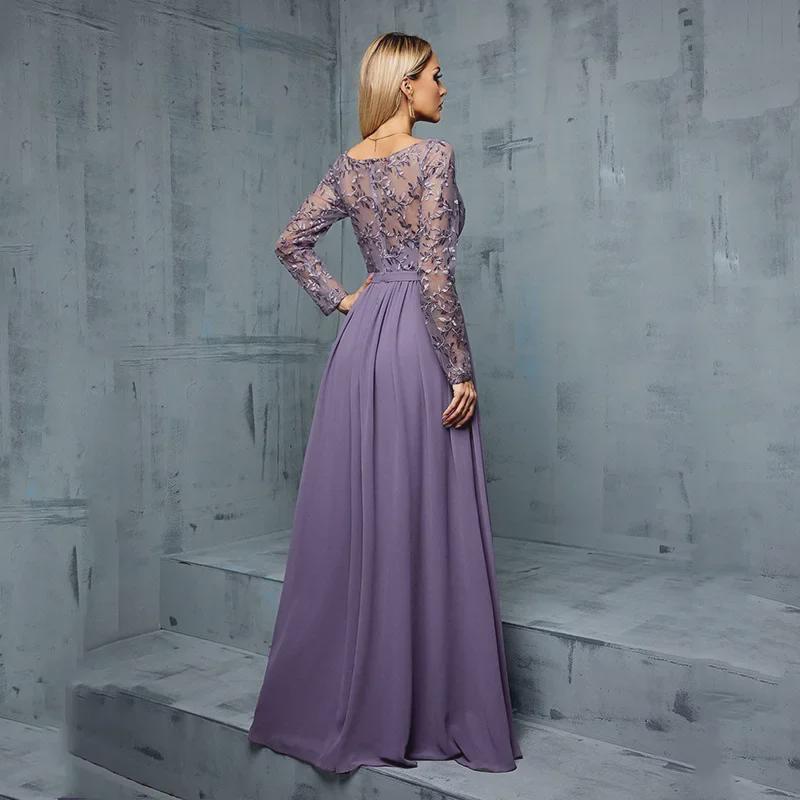 Chiffon Long Sleeve Evening Dress - Slim, Versatile, Casual & Elegant for Parties or Daily Wear