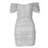 Women's Spring Fashion Sexy One-shoulder Dress Solid Color Slim-fit Package Hip Dress