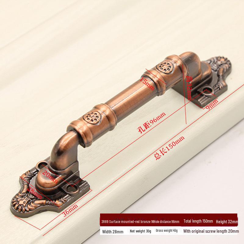 Antique Copper Exposed Barn Door Handle: Punch-Free Heavy-Duty Design for Wooden Doors