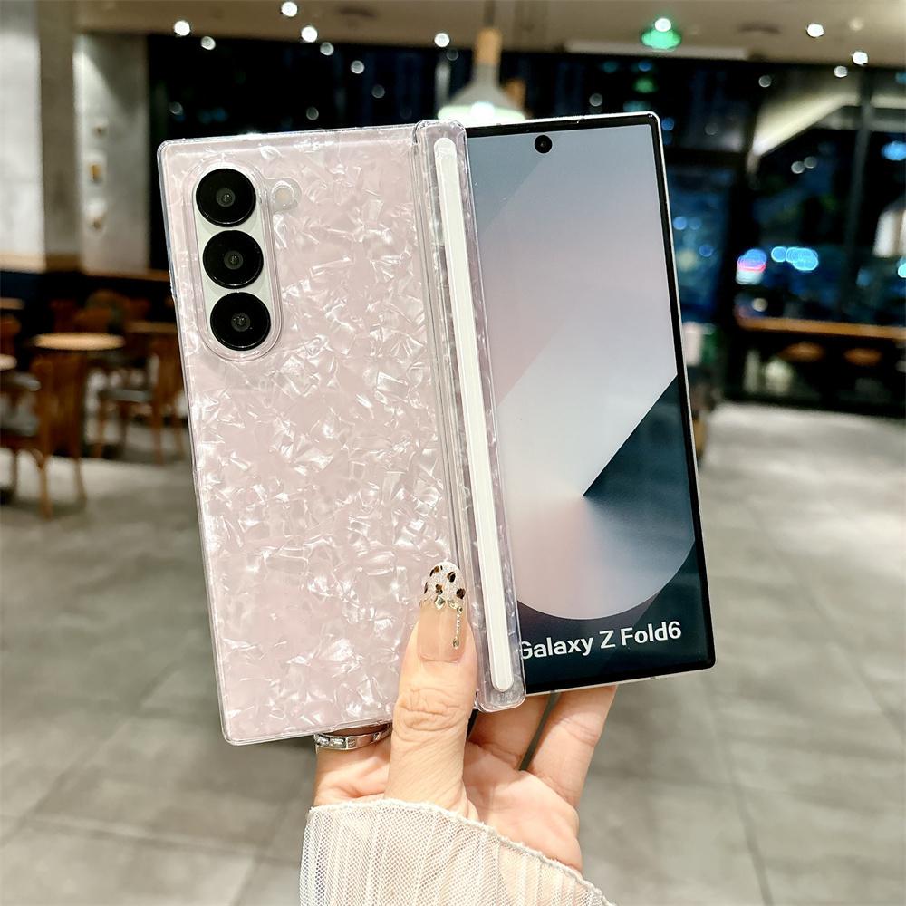 

Роскошный Жесткий Чехол с Узором Радужной Ракушки для Samsung Galaxy Z Fold 7 6 5 4 fold7 zfold Fold6 Цветная Акриловая Ударопрочная Задняя Крышка Galaxy Z Fold4