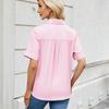 Women's Short-sleeved T-shirt Spring and Summer New Shirt Row Buckle Imitation Denim Short-sleeved Loose Shirt