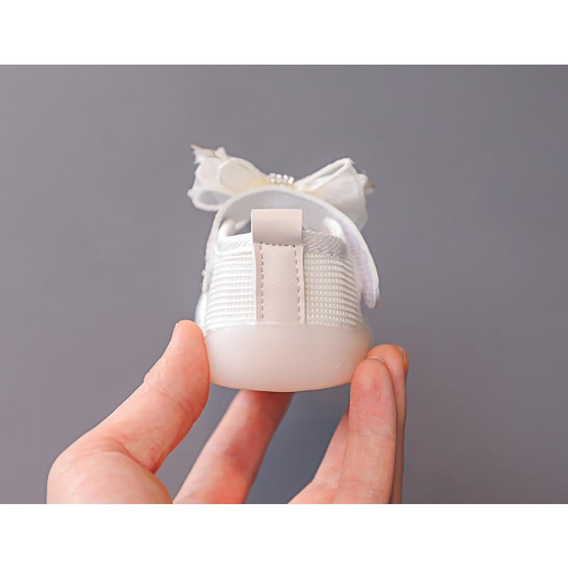 Baby Girls' Cute Bow Anti-Kick Walking Shoes & Flats, Spring New Arrivals Korean-style Breathable Soft-Sole Princess Shoes.