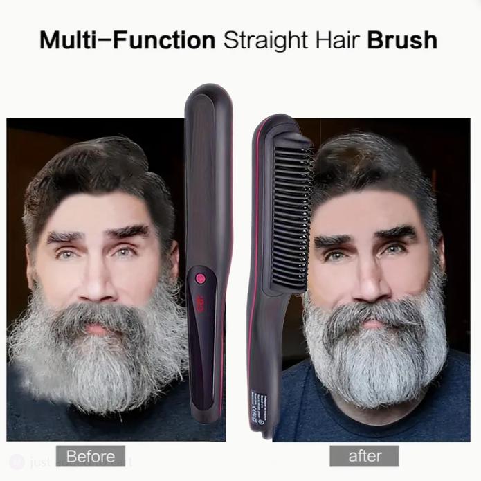 Negative Ionic Hair Straightener Comb, 2 in 1 Hair Straightener Brush and Curler, Electric Straightening Comb Heated Hair Brush
