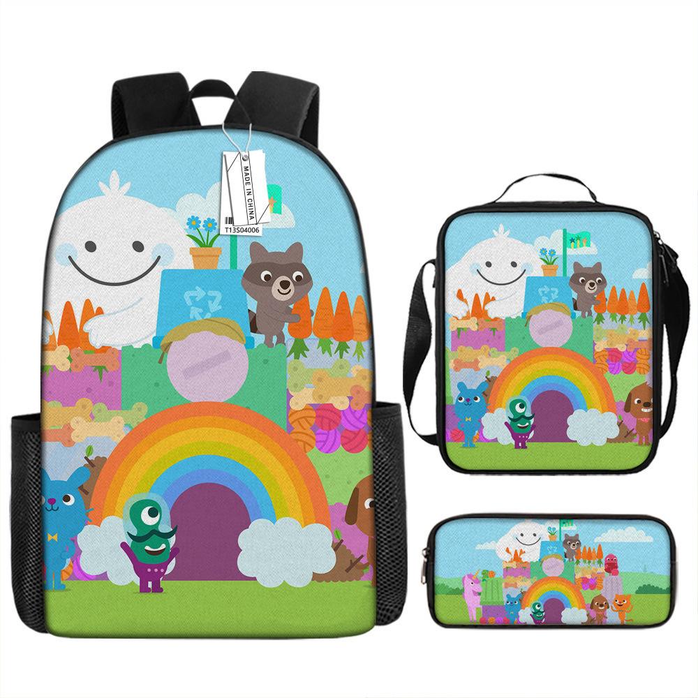 Luxe Nouveauté Cool Drôle Mini Compagnon Impression 3D 3 pièces/Ensemble élève Sacs d'école Sac à dos pour ordinateur portable Sac à dos Sac à lunch Trousse à crayons