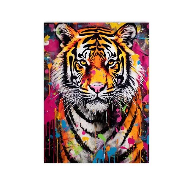 

Животные Граффити Настенное Искусство Холст Живопись Красочный Волк Тигр Орел Жираф Слон Постеры И Принты Картинки для Домашнего Декора 8X12inch 20x30cm
