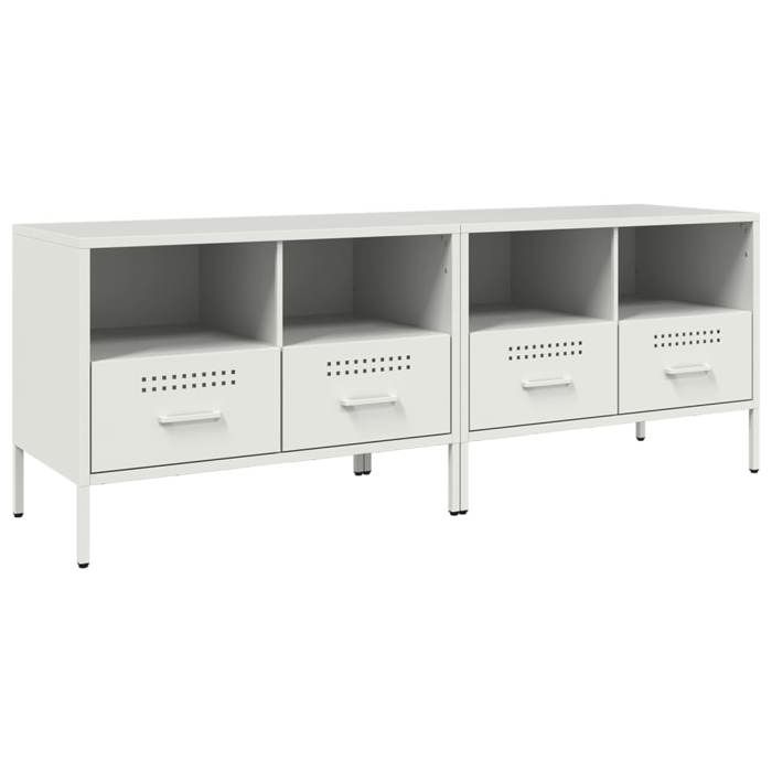VidaXL Meubles TV 2 pcs, Armoires de Télévision avec Pieds, Supports Télé avec Rangement Salon Salle de Séjour, Blanc 843053