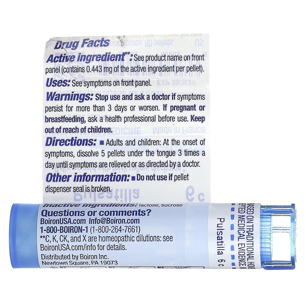Pulsatilla, 6C, Cold Relief, Approximately 80 Pellets
