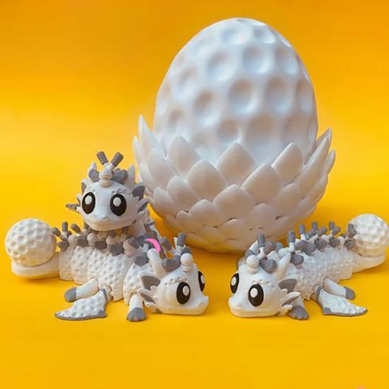 3D Printed Dragon Egg Ornament Toy with Dragon Figurine Inside, Sports Ball Inspired Fidget Toy, Stress Relief Dragon Statue for Kids Adults Home