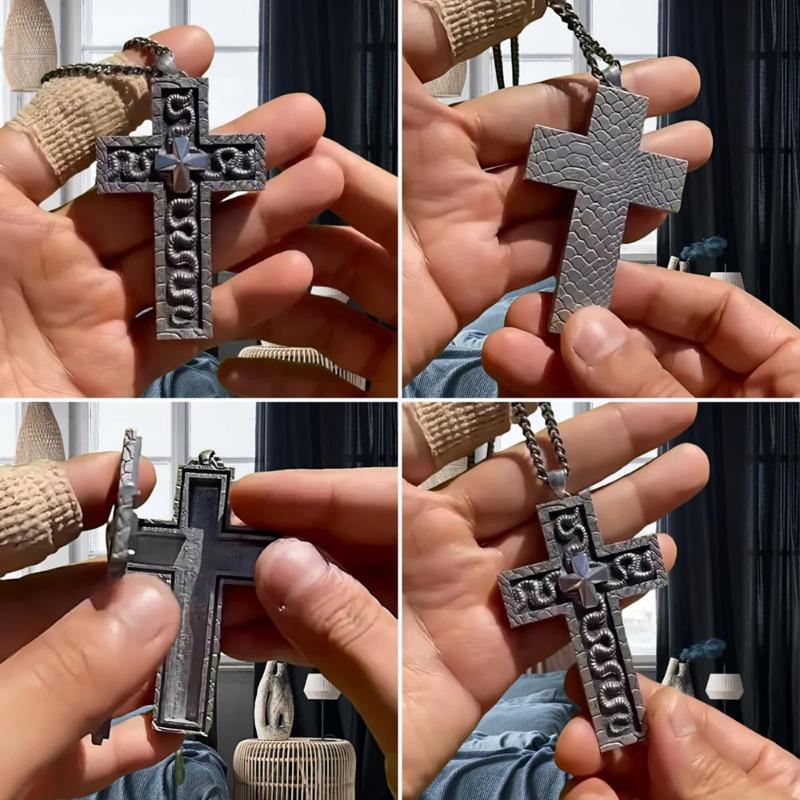 Collana Gioco dei Calamari, Collana Croce Stampata in 3D per Uomini con Scomparto Segreto, Ciondolo Personaggio a Forma di Dieci, Porta Gioielli, Accessorio Elegante