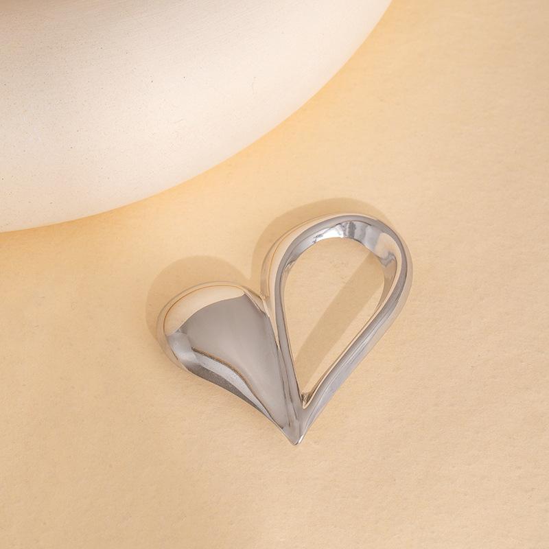 Модная Преувеличенная Полая Любовь Простой Металлический Стиль Нержавеющая Сталь Личность Темперамент Брошь Женская