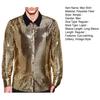 Men Retro Sequin Shirt Glittery Button-up Long Sleeve Lapel Shirt Vintage Disco Shirt for Bars Nightclubs Parties