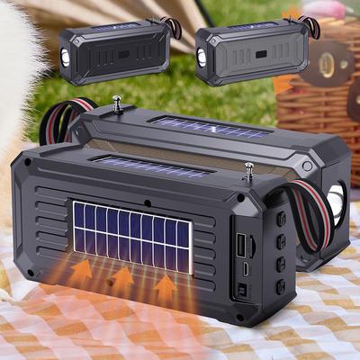 Solar Bluetooth Speaker Flashlight FM Radio TF USB MP3 Music Player Rechargeable