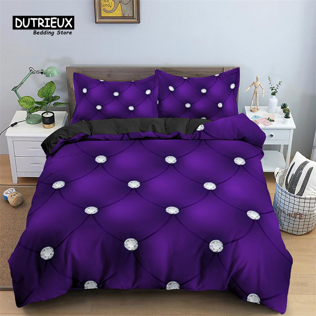 Luxuriöser Geometrischer Bettbezug Mikrofaser Diamant Bettwäscheset Abstraktes Muster Bettdeckenbezug King Queen Für Mädchen Erwachsenen Schlafzimmer