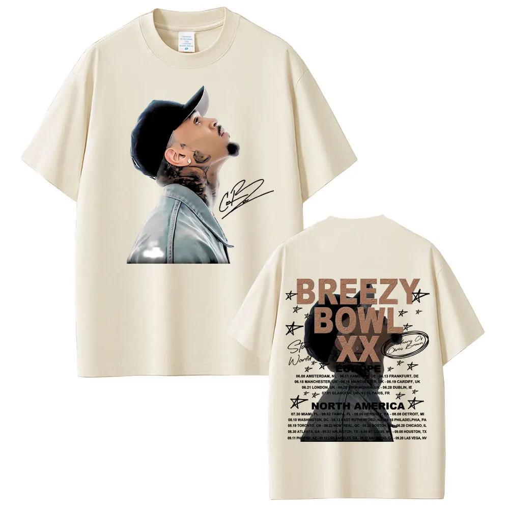 

Chris Brown Graphic Tshirt Breezy Bowl XX Tour 2025 T Shirts Unisex Women Fashion Hip Hop Vintage Short Sleeve Oversized Tshirts S