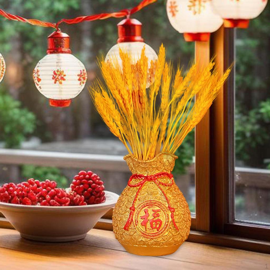 Chinese Year Blessing Vase with Resin Flower Pot